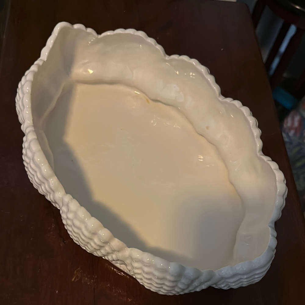 White Ceramic Scalloped Dish